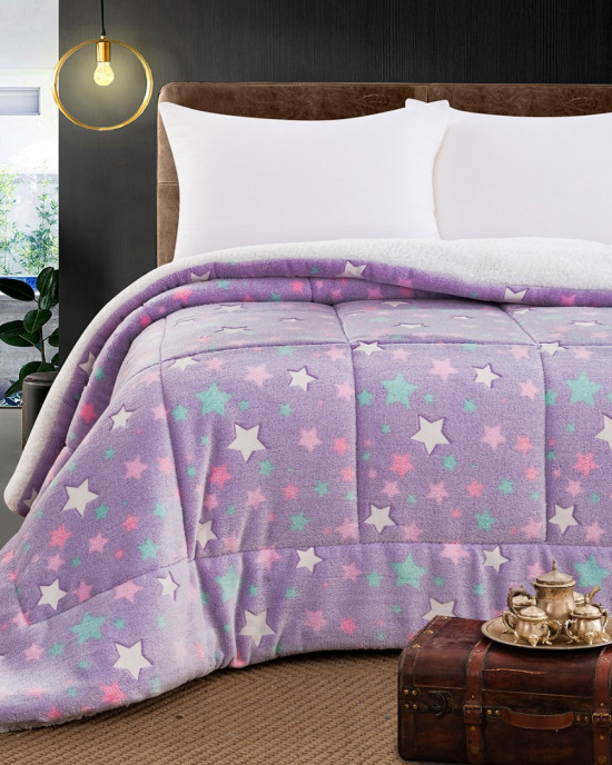 Κουβερτοπάπλωμα μονό φωσφοριζέ Stars 6273 160×220 Λιλά Κουβερτοπάπλωμα μονό φωσφοριζέ Stars 6273 160×220 Λιλά