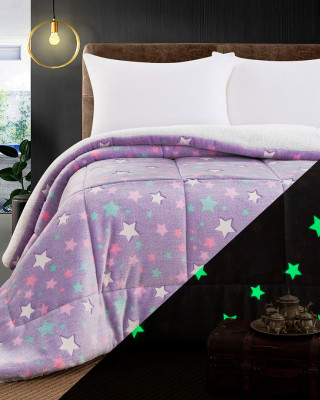 Κουβερτοπάπλωμα μονό φωσφοριζέ Stars 6273 160×220 Λιλά