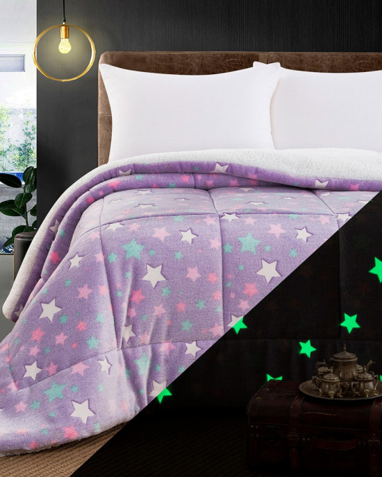 Κουβερτοπάπλωμα μονό φωσφοριζέ Stars 6273 160×220 Λιλά Κουβερτοπάπλωμα μονό φωσφοριζέ Stars 6273 160×220 Λιλά
